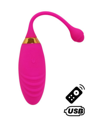 SUNDAY, Un Œuf vibrant USB avec télécommande, dans un silicone médical doux et rainuré 